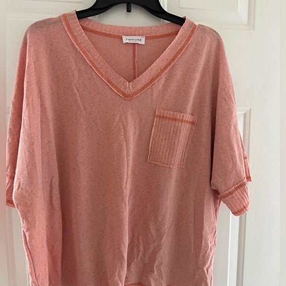 First Love oversized peach t shirt - Picture 1 of 4